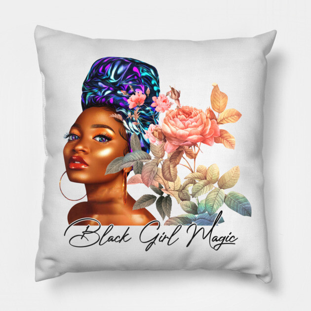 Black Girl Magic, Beautiful Black Woman, African American Woman Pillow by UrbanLifeApparel
