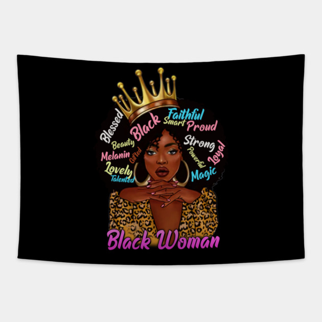 Black Woman, African American Woman, Black Mom Magic, Black Girl Magic Tapestry by UrbanLifeApparel