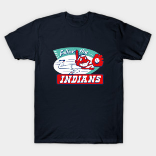 Vintage Follow the Indians Chief Wahoo Classic  Mascot T-Shirt