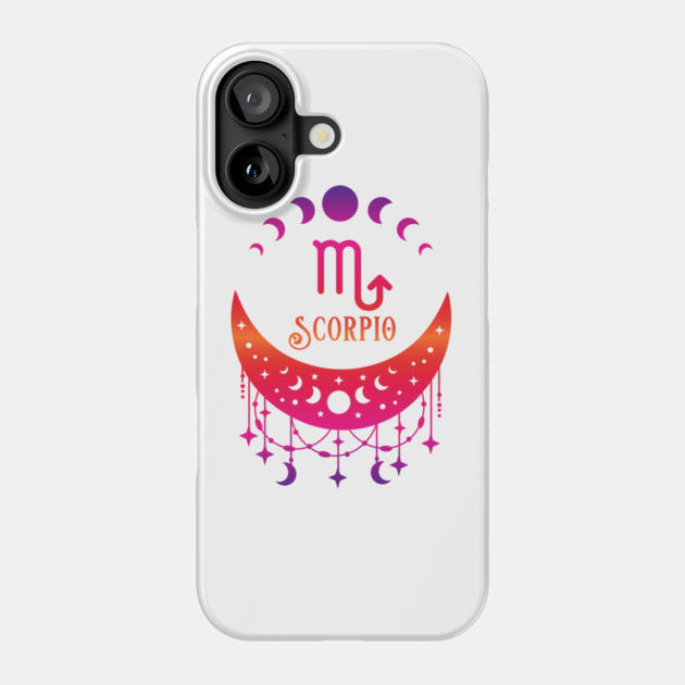 Rainbow Ombre Moon Phases and Scorpio Zodiac Symbol Phone Case by Cheeky Witch