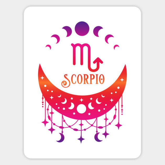 Rainbow Ombre Moon Phases and Scorpio Zodiac Symbol Sticker by Cheeky Witch