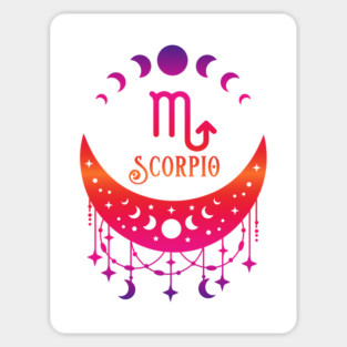 Rainbow Ombre Moon Phases and Scorpio Zodiac Symbol Magnet