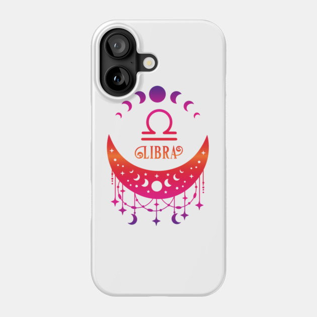 Rainbow Ombre Moon Phases and Libra Zodiac Symbol Phone Case by Cheeky Witch