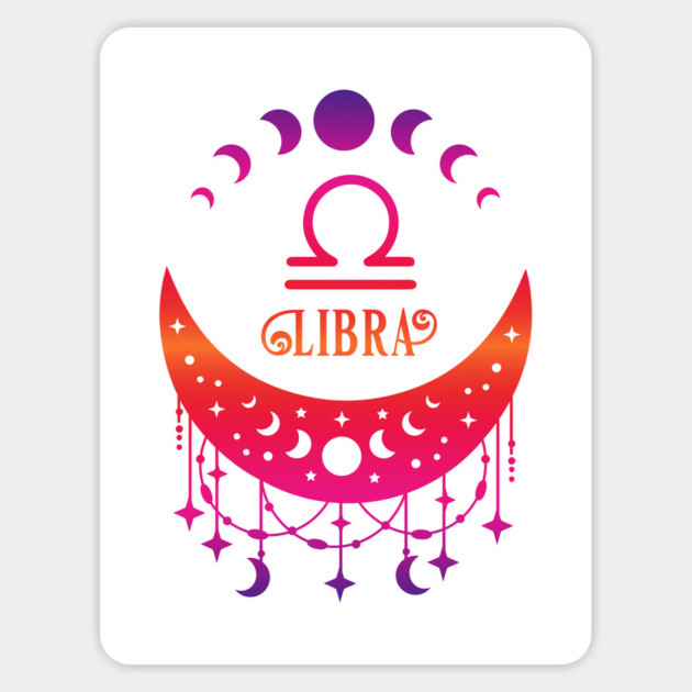 Rainbow Ombre Moon Phases and Libra Zodiac Symbol Sticker by Cheeky Witch