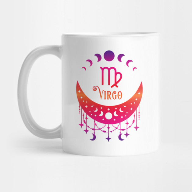 Rainbow Ombre Moon Phases and Virgo Zodiac Symbol by Cheeky Witch