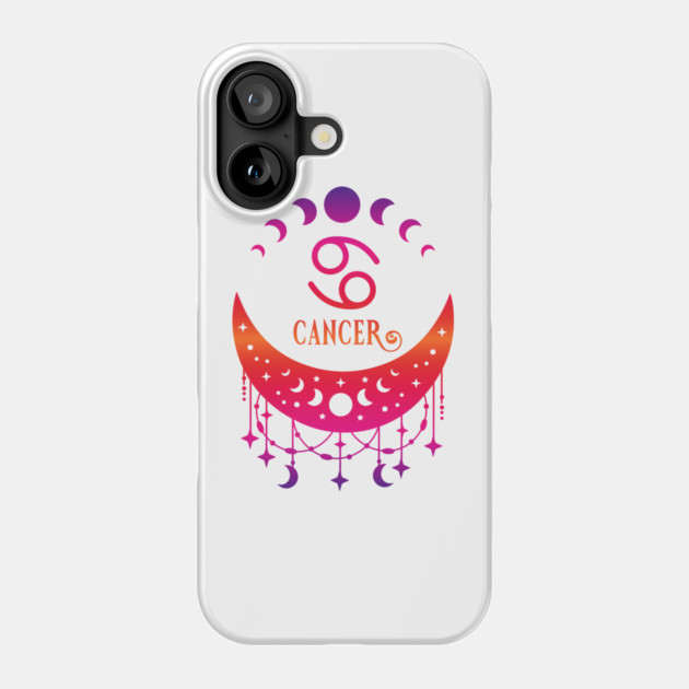 Rainbow Ombre Moon Phases and Cancer Zodiac Symbol Phone Case by Cheeky Witch