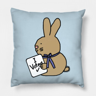 Vote Cute Bunny Rabbit with Voted Sign Pillow