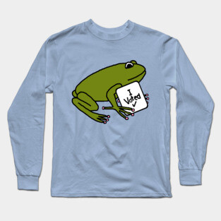 Vote Cute Green Frog with Voted Sign Long Sleeve T-Shirt