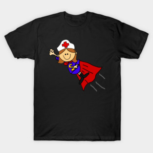Cute Nurse Flying Superhero Cartoon T-Shirt
