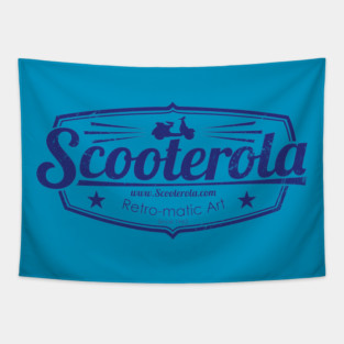 Scooterola Shield Blue Ink Tapestry