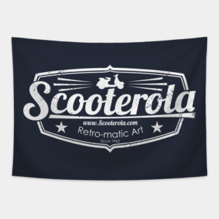 Scooterola Shield White Ink Tapestry