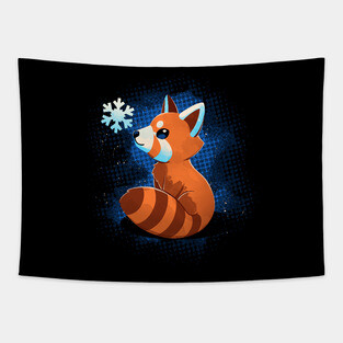 Red Panda Winter Christmas Tapestry