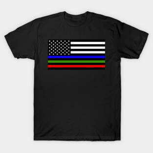 American Flag Thin Blue Green Red Line T-Shirt