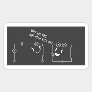 Physics joke: kawaii circuit humor. Sticker