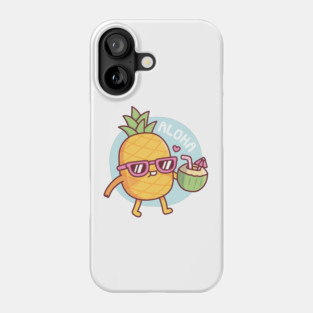 Aloha Cute Pineapple With Sunglasses And Coconut Water Phone Case