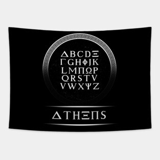 'Greek Alphabet Athens' Awesome Athens Greek Mythology Tapestry