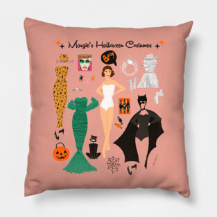 Margie's Halloween Costumes Paper Doll Art Pillow