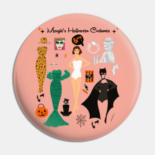 Margie's Halloween Costumes Paper Doll Art Pin