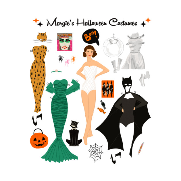 Margie's Halloween Costumes Paper Doll Art by jenblove