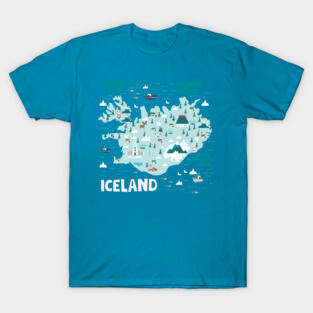 Iceland Illustrated Map T-Shirt