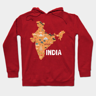 India Illustrated Map Hoodie