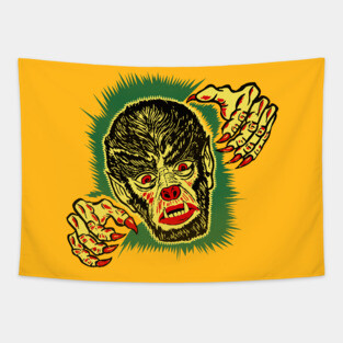 Vintage wolfman/werewolf halloween art Tapestry