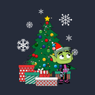 Teen Titans Beast Boy Around The Christmas Tree T-Shirt
