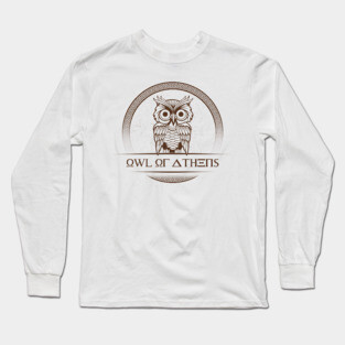 'Owl Of Athens' Awesome Athens Greek Mythology Gift Long Sleeve T-Shirt