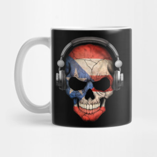 Dark Skull Deejay with Puerto Rican Flag Mug