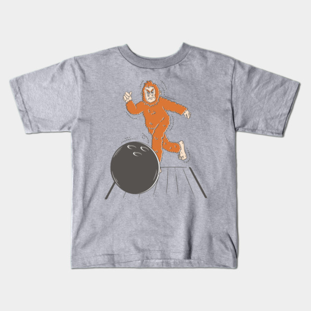Bigfoot Bowling Kids T-Shirt by Cosmo Gazoo