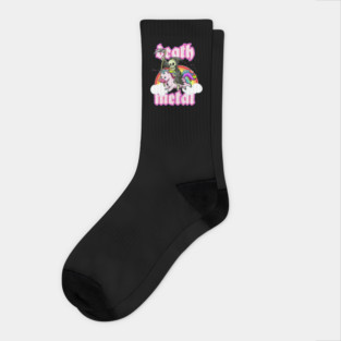Cute Grim Reaper Rides Unicorn Death Metal Rocker Go To Hell Socks