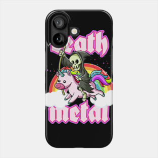 Cute Grim Reaper Rides Unicorn Death Metal Rocker Go To Hell Phone Case