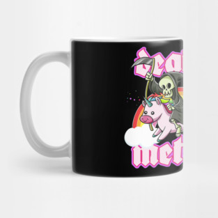 Cute Grim Reaper Rides Unicorn Death Metal Rocker Go To Hell Mug
