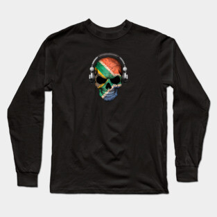 Dark Skull Deejay with South African Flag Long Sleeve T-Shirt