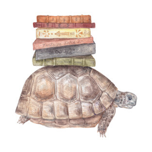 Bookworm Turtle Tortoise Cute Book Animal Watercolor T-Shirt