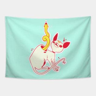 Sphynx Cat And Snake Art Tapestry