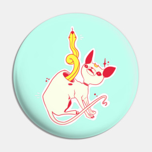 Sphynx Cat And Snake Art Pin