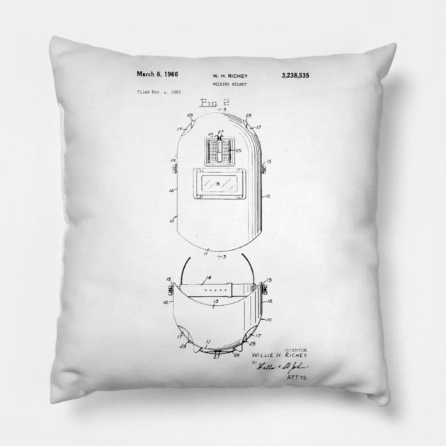 Welding helmet patent Welding lover Welder Gift Pillow by Anodyle