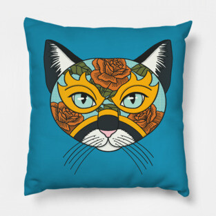 Lucha Libre Mask Cat Pillow