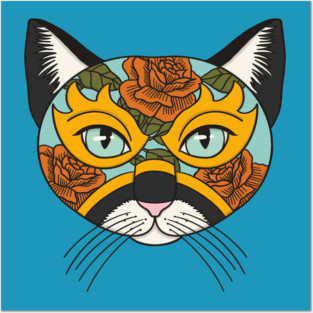 Lucha Libre Mask Cat Posters and Art