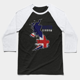 United Kingdom Map Baseball T-Shirt