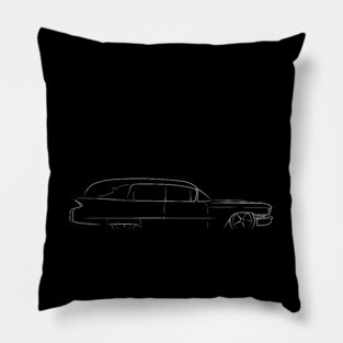 1960 Cadillac Hearse - profile stencil, white Pillow