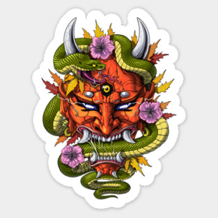 Japanese Demon Oni Mask Sticker