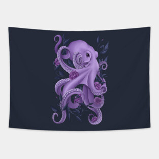 Floral Octopus Tapestry