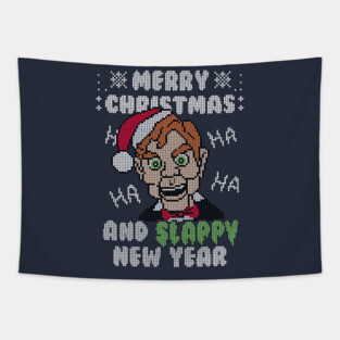 Slappy New Year! - Ugly Christmas Sweater Tapestry