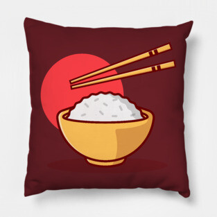 Japanese Rice Bowl with Chopsticks Pillow