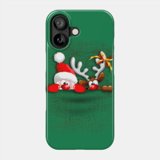 Funny Christmas Santa and Reindeer Cartoon Phone Case