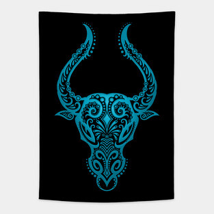 Blue Taurus Zodiac Sign Tapestry