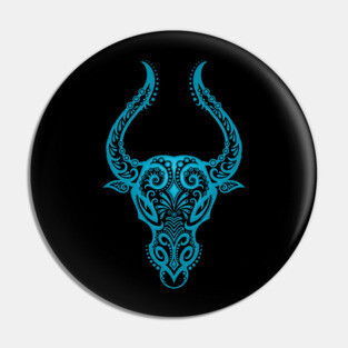 Blue Taurus Zodiac Sign Pin