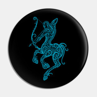 Blue Sagittarius Zodiac Sign Pin